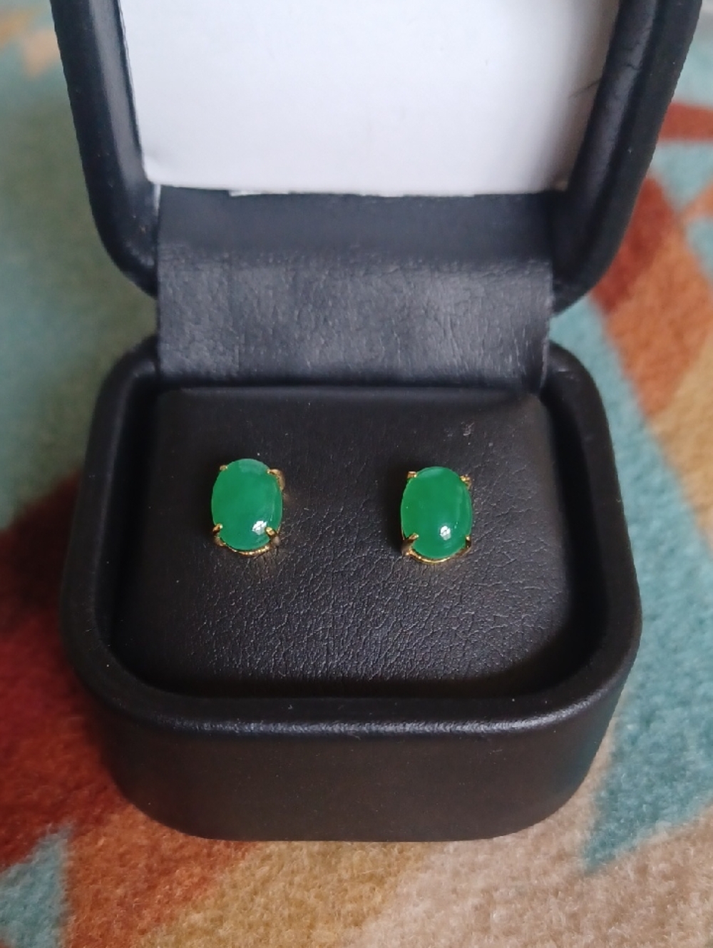 14k Solid Gold Jadeite Oval Cabochon Studs